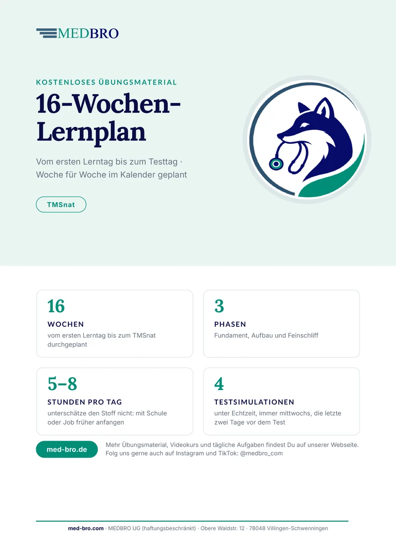 Titelblatt: 16-Wochen-Lernplan für den TMSnat